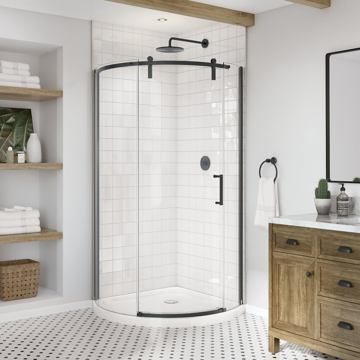 Maax Outback Round 36 x 36 x 75 5/8 in 8mm Sliding Shower Door for Corner Installation - image 11
