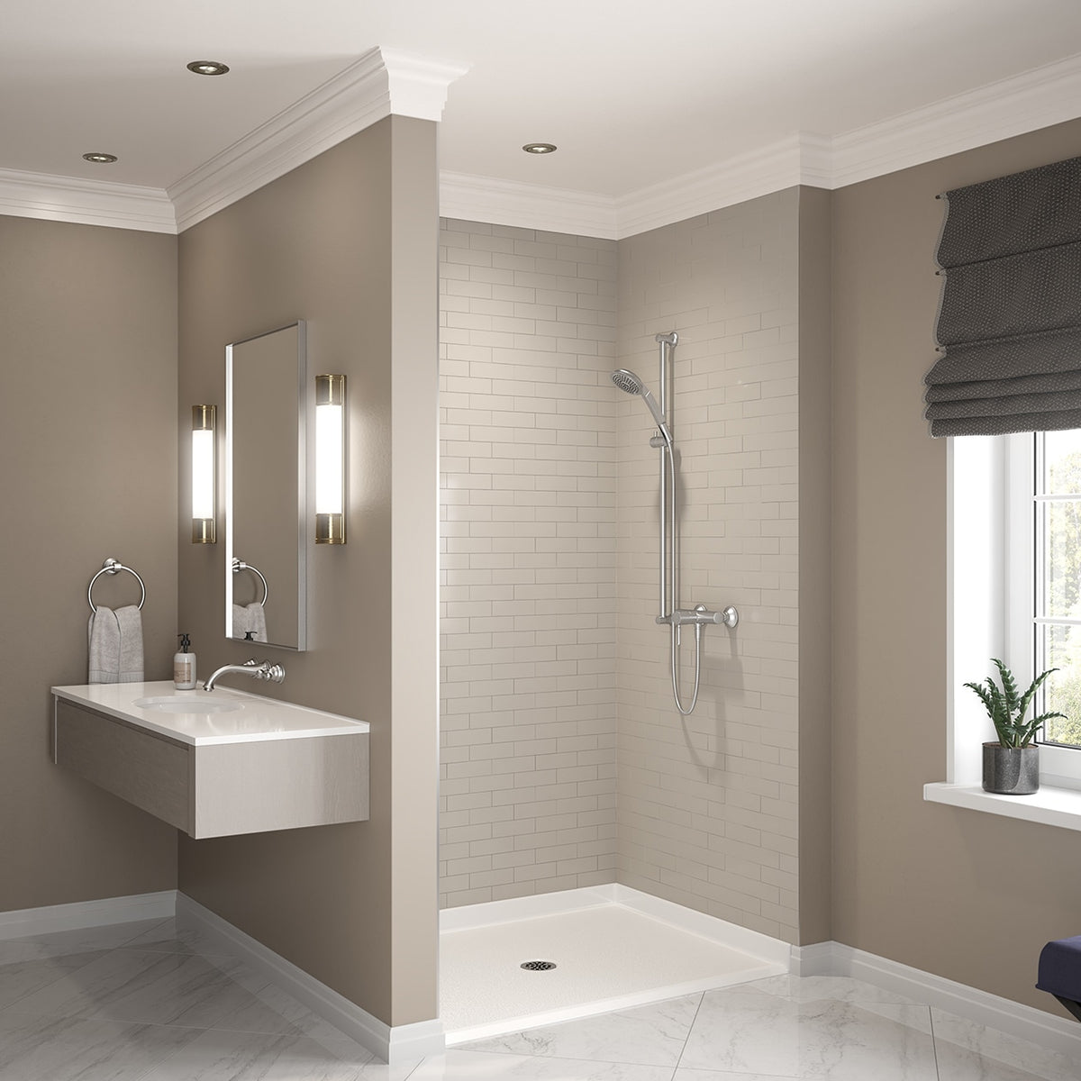 Maax Outlook Base 4836 AcrylX Alcove Shower Base with Center Drain in White