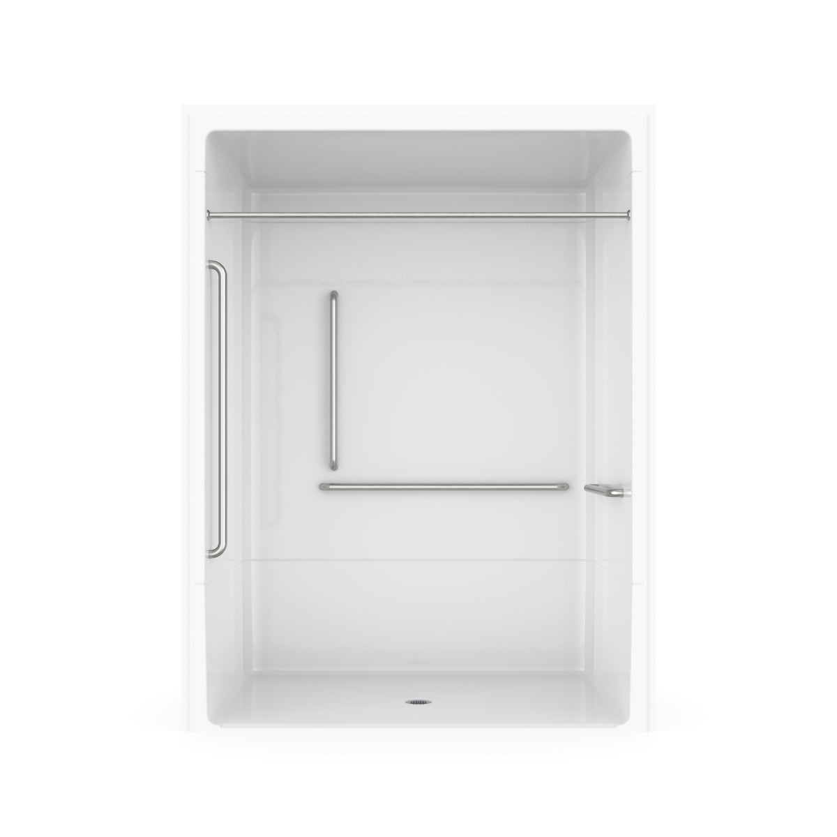Maax Outlook BFS-6036A - CSA Compliant Acrylic Alcove Center Drain Vertical Threshold One-Piece Shower in White with Right Grab Bars - image 3