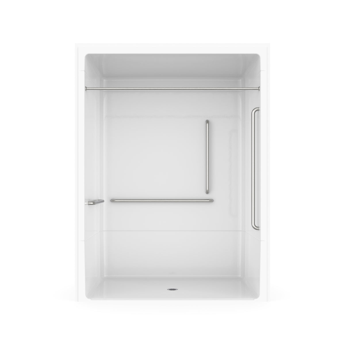Maax Outlook BFS-6036A - CSA Compliant Acrylic Alcove Center Drain Vertical Threshold One-Piece Shower in White with Right Grab Bars - image 7