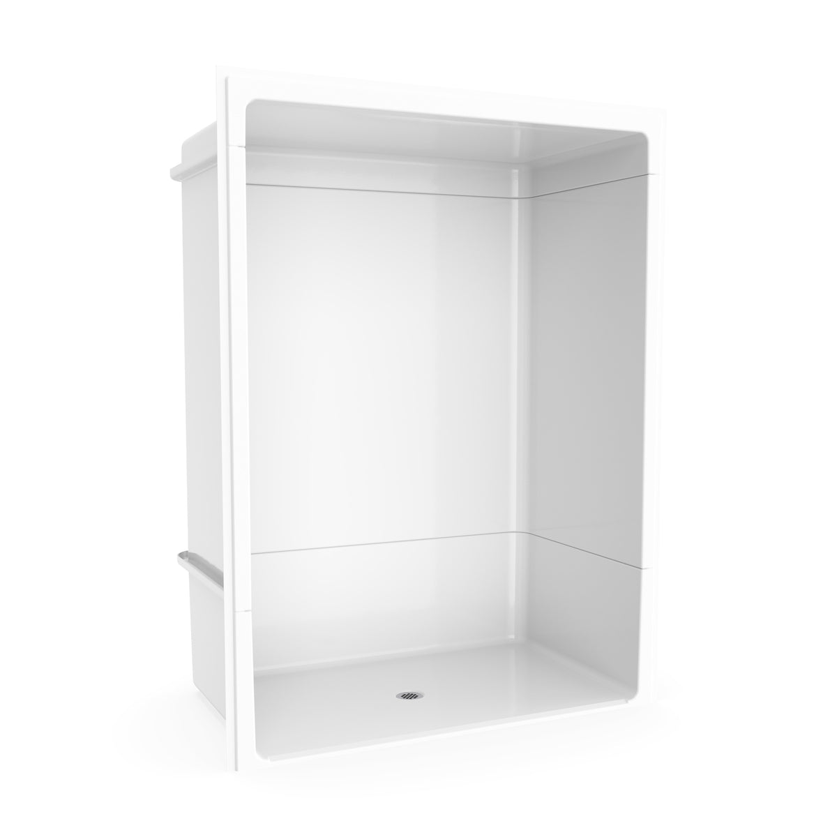 Maax Outlook BFS-6036A - NBC Alberta Compliant Acrylic Alcove Center Drain Beveled Threshold Three-Piece Shower in White with Left L-Shaped Naugahyde Seat - image 22