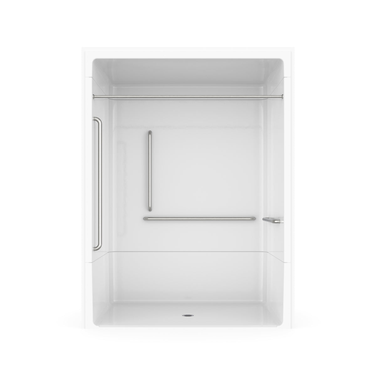 Maax Outlook BFS-6036A - NBC Alberta Compliant Acrylic Alcove Center Drain Beveled Threshold Three-Piece Shower in White with Left L-Shaped Naugahyde Seat - image 3