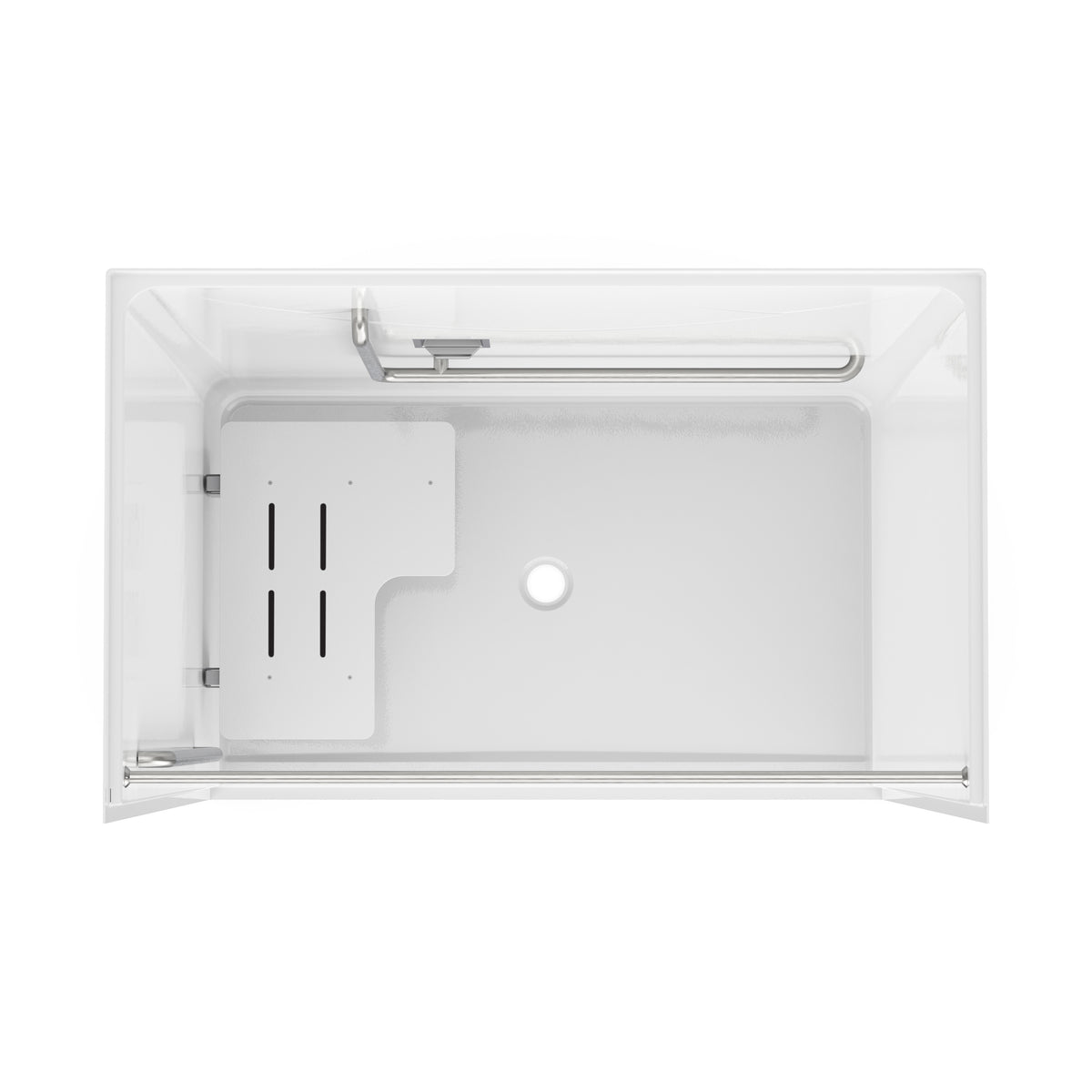 Maax Outlook BFS-6036F - ADA/ANSI Compliant AcrylX Alcove Center Drain Shower in White with Right L-Shaped Naugahyde Seat - image 13
