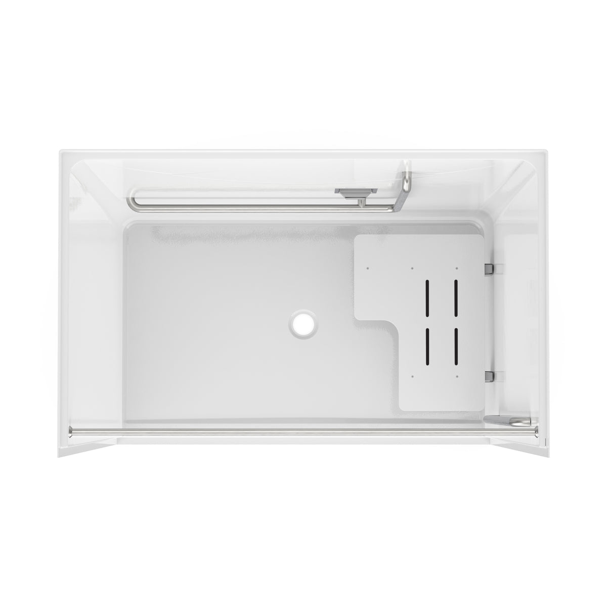Maax Outlook BFS-6036F - ADA/ANSI Compliant AcrylX Alcove Center Drain Shower in White with Right L-Shaped Naugahyde Seat - image 16