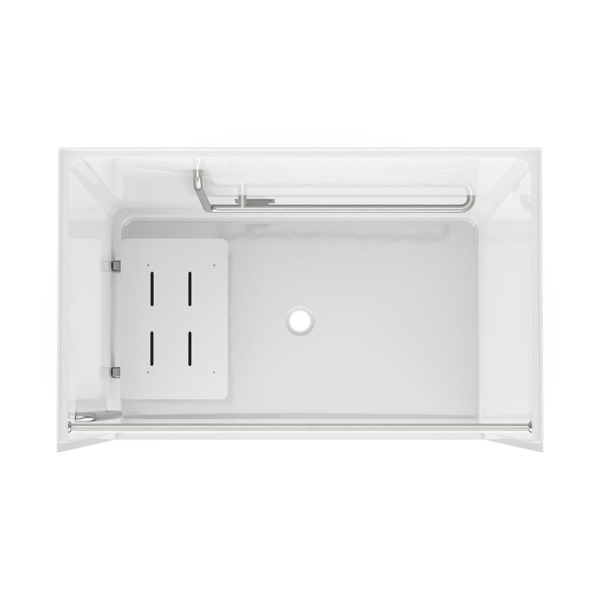 Maax Outlook BFS-6036F - ADA/ANSI Compliant AcrylX Alcove Center Drain Shower in White with Right L-Shaped Naugahyde Seat - image 19