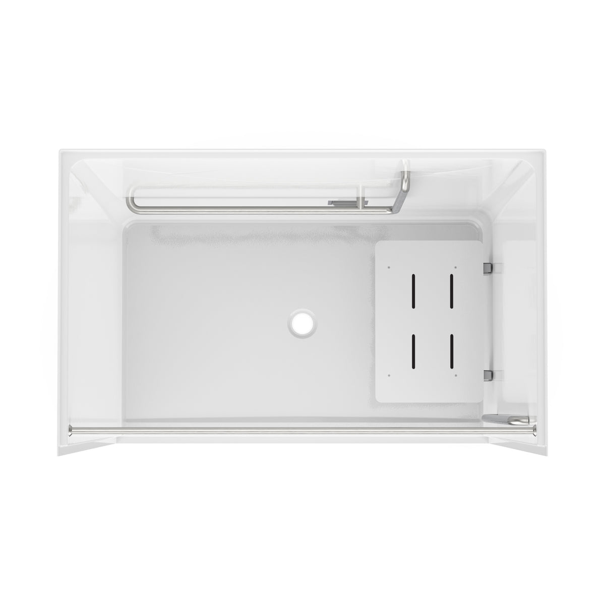 Maax Outlook BFS-6036F - ADA/ANSI Compliant AcrylX Alcove Center Drain Shower in White with Right L-Shaped Naugahyde Seat - image 22