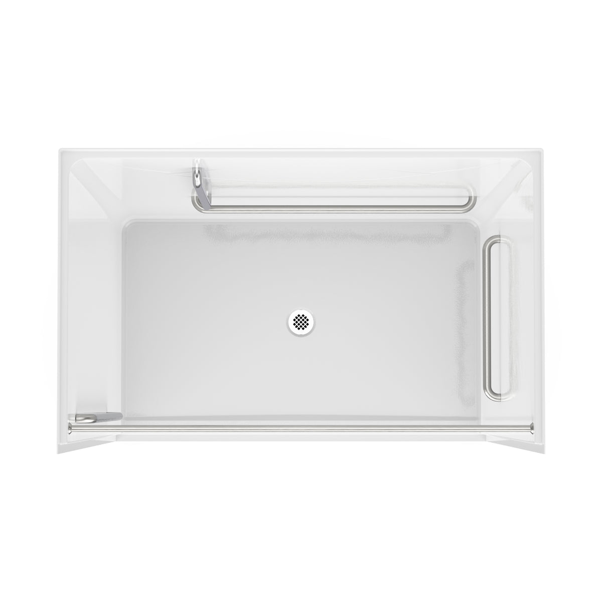 Maax Outlook BFS-6036F - ADA/ANSI Compliant AcrylX Alcove Center Drain Shower in White with Right L-Shaped Naugahyde Seat - image 7