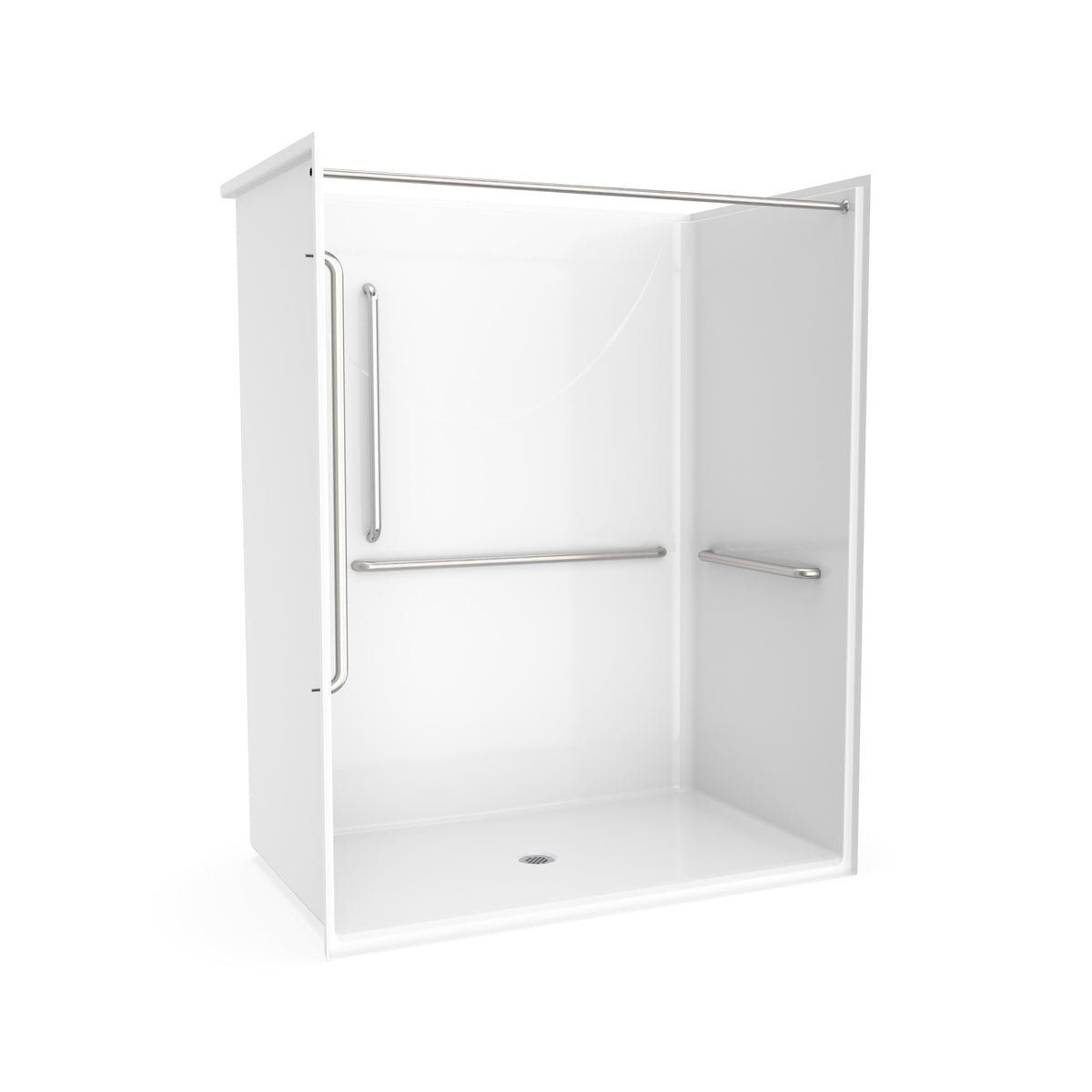 Maax Outlook BFS-6036F - ADA/ANSI Compliant AcrylX Alcove Center Drain Shower in White with Right L-Shaped Naugahyde Seat - image 8