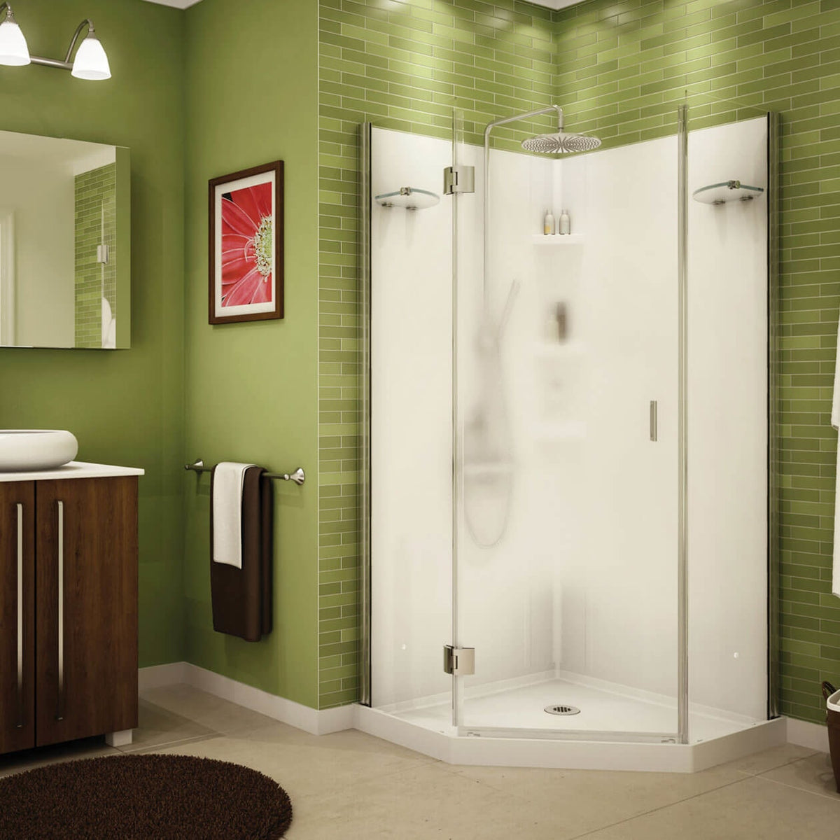 Maax Papaya 36 x 36 Polystyrene Center Drain Shower Kit in White with Clear glass in Chrome