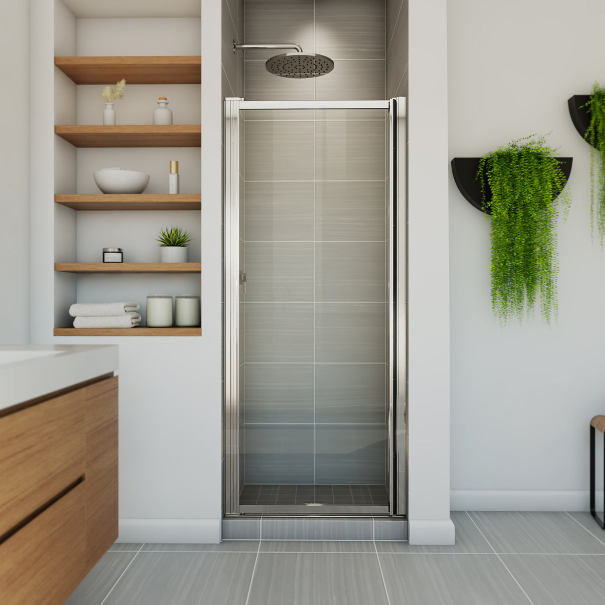 Maax Pivolok 27-28 ¾ x 64 ½ in Pivot Shower Door for Alcove Installation