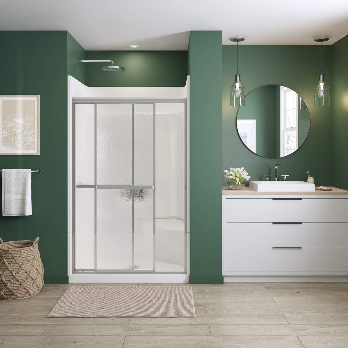 Maax Polar 42-47 ½ x 68 in Bypass Shower Door for Alcove Installation with Raindrop glass in Chrome - image 2