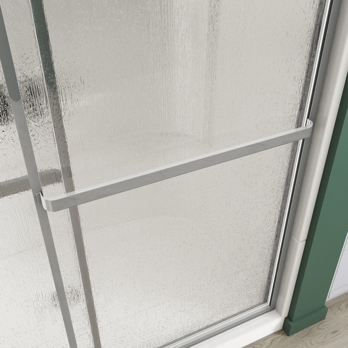 Maax Polar 54-59 ½ in x 68 in Bypass Shower Door for Alcove Installation with Raindrop glass in Chrome - image 4