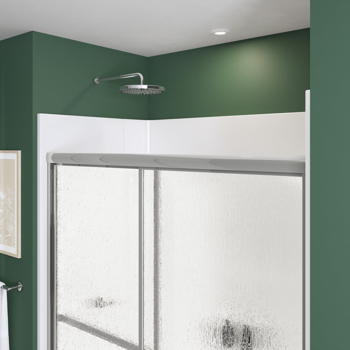 Maax Polar 54-59 ½ in x 68 in Bypass Shower Door for Alcove Installation with Raindrop glass in Chrome - image 5