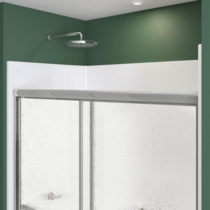 Polar 42-47 ½ in. x 68 in. Bypass Shower Door for Alcove Installation with Raindrop glass in Chrome - Plumbing Market