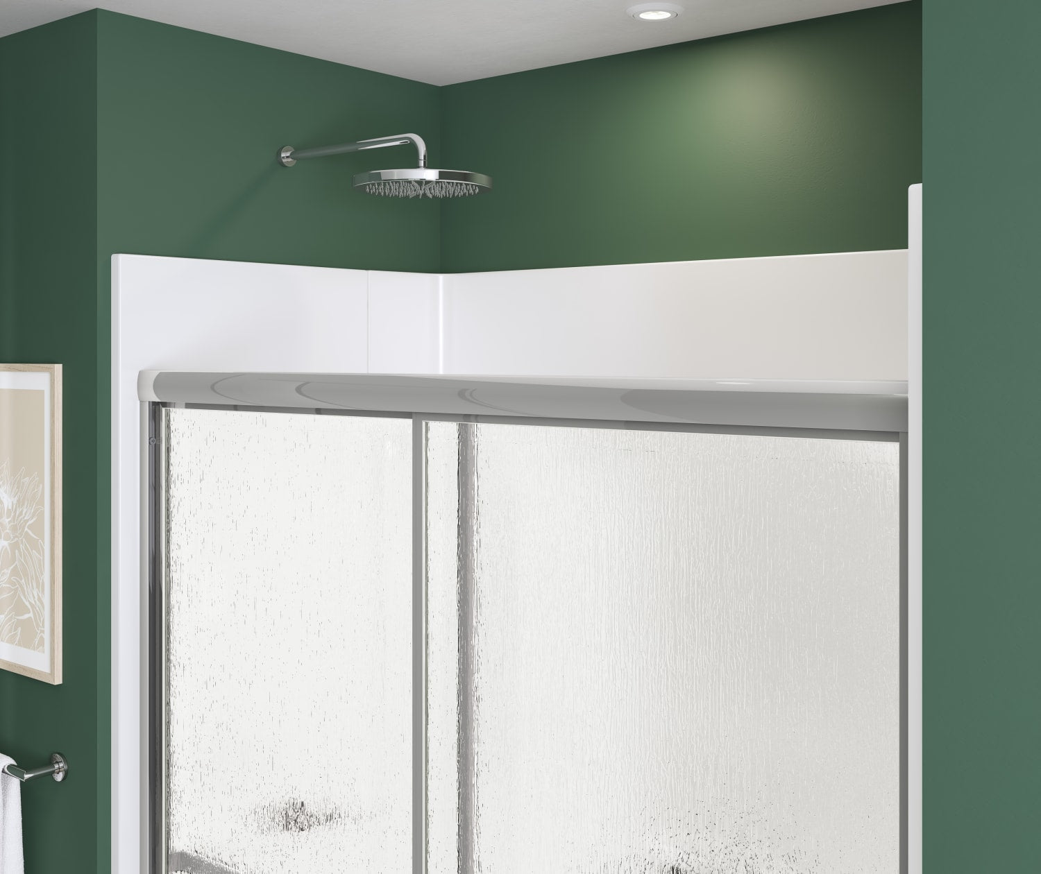 Polar 54-59 ½ in. x 68 in. Bypass Shower Door for Alcove Installation with Raindrop glass in Chrome - Plumbing Market