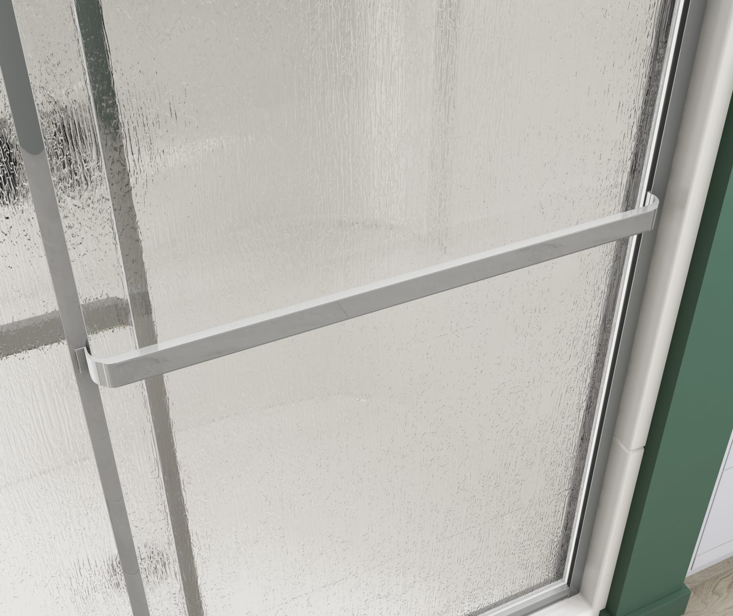 Polar 54-59 ½ in. x 68 in. Bypass Shower Door for Alcove Installation with Raindrop glass in Chrome - Plumbing Market