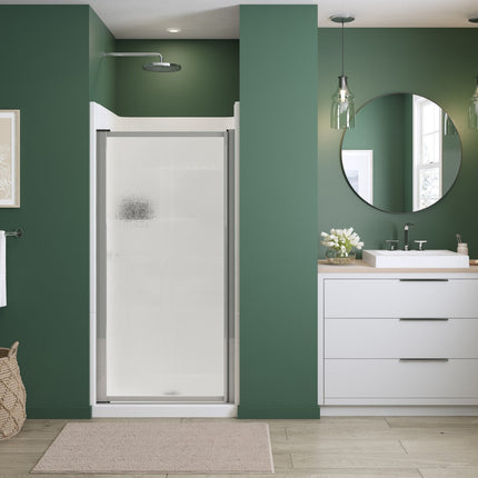 Polar Pivot 31-32 ¾ in. x 64 ½ in. Pivot Shower Door for Alcove Installation with Raindrop glass in Chrome - Plumbing Market