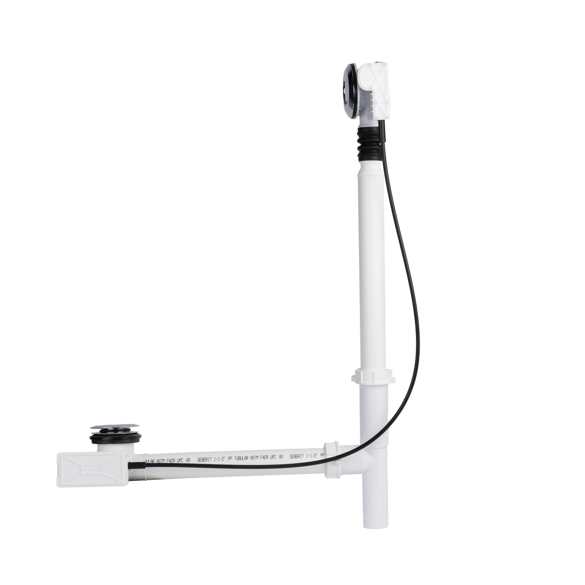 Maax Push Button Cable-Operated Waste and Overflow with Flexible Neck, 33 in Cable, Complete Kit