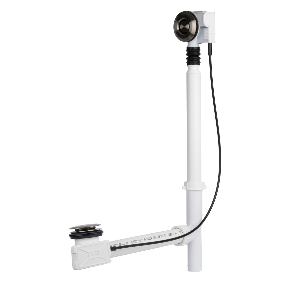 Maax Push Button Cable-Operated Waste and Overflow with Flexible Neck, 33 in Cable, Complete Kit - image 5