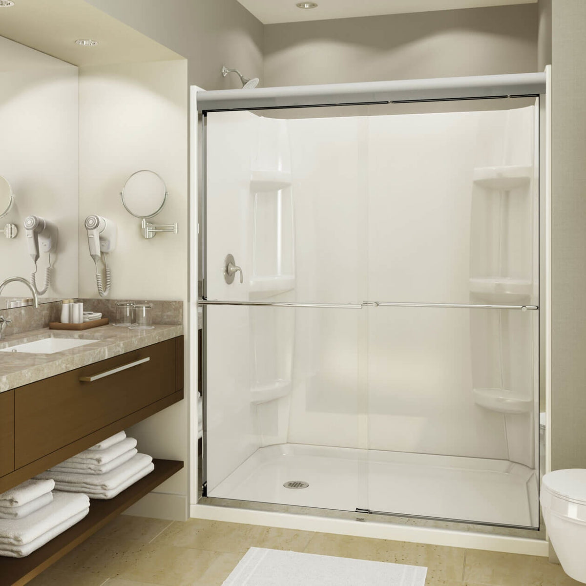 Maax Rectangular Base 6032 3 in Acrylic Alcove Shower Base in White