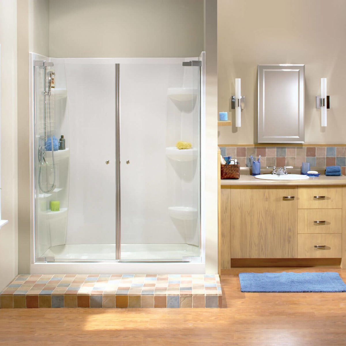 Maax Rectangular Base 6036 3 in Acrylic Alcove Shower Base with Center Drain in White