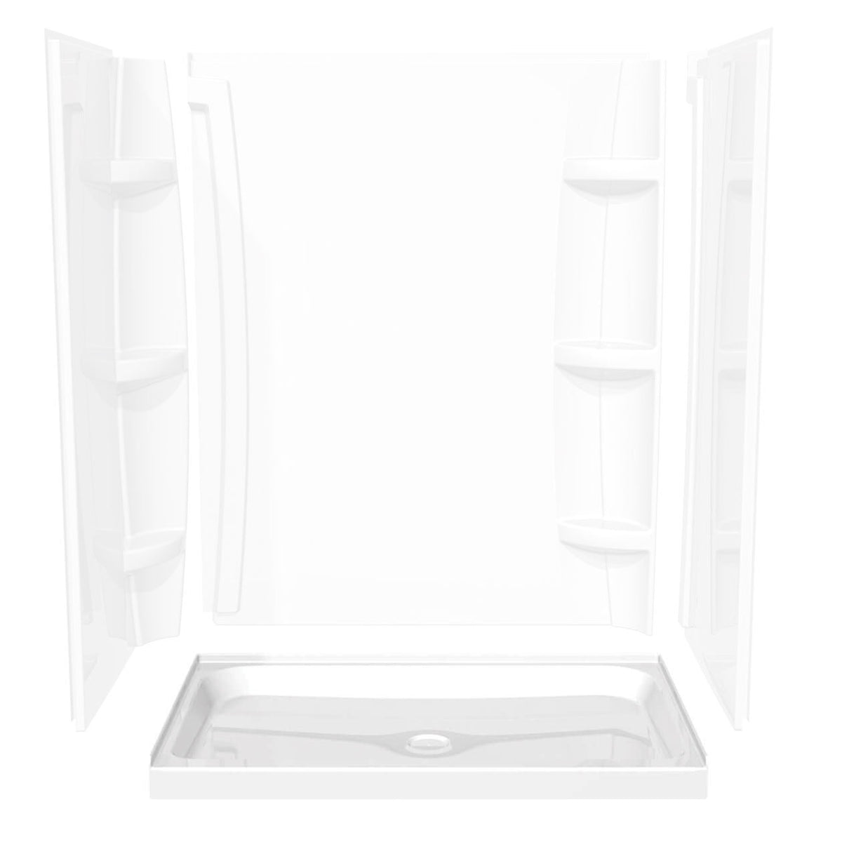 Maax Rectangular Base 6036 3 in Acrylic Alcove Shower Base with Center Drain in White - image 3