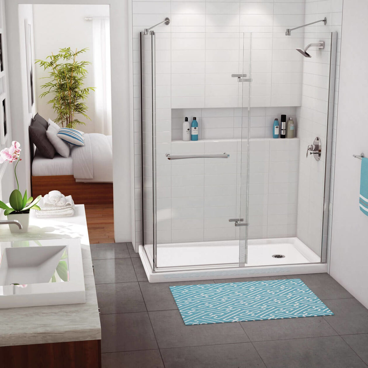 Maax Rectangular Base 6036 3 in Acrylic Corner Left or Right Shower Base in White - image 2