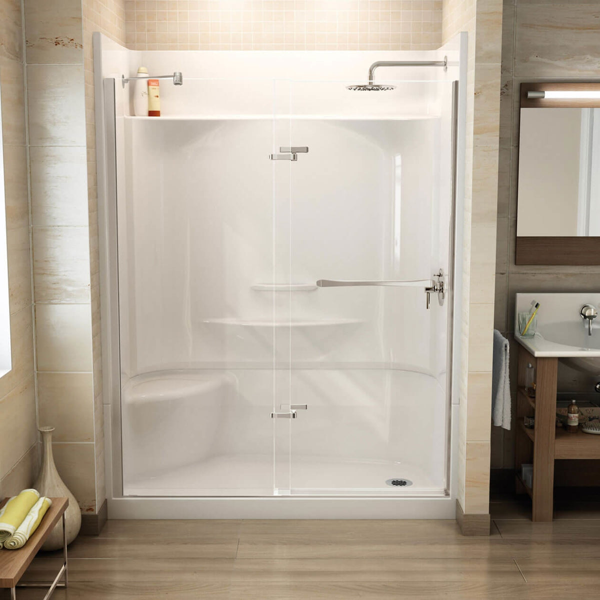 Maax Reveal 71 56-59 x 71 ½ in 8mm Pivot Shower Door for Alcove Installation