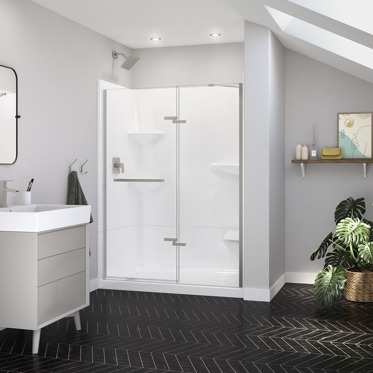 Maax Reveal Sleek 71 51 1/2-54 1/2 x 71 1/2 in 8 mm Pivot Shower Door for Alcove Installation - image 11