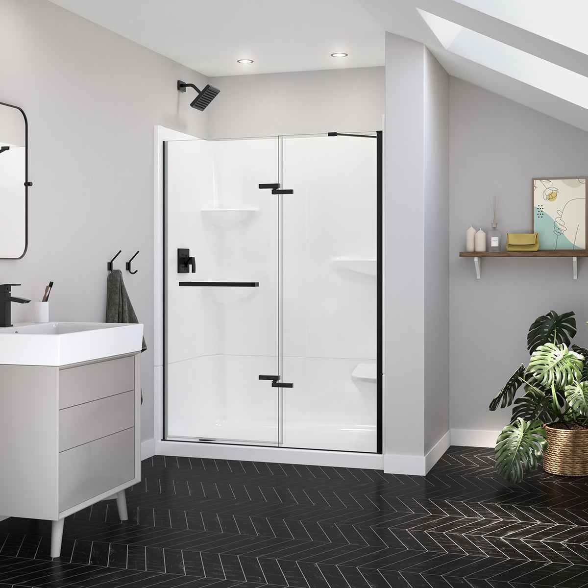 Maax Reveal Sleek 71 51 1/2-54 1/2 x 71 1/2 in 8 mm Pivot Shower Door for Alcove Installation - image 16