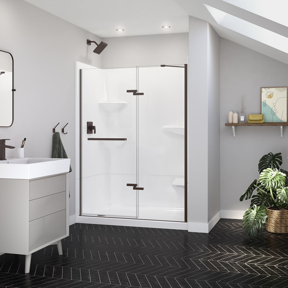Maax Reveal Sleek 71 51 1/2-54 1/2 x 71 1/2 in 8 mm Pivot Shower Door for Alcove Installation - image 6