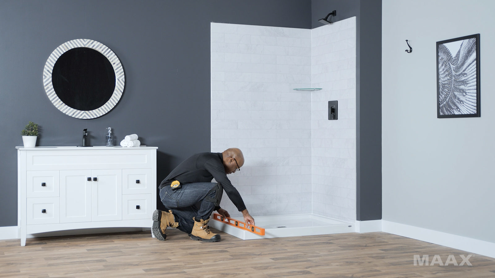 Reveal 71 32 ½-35 ½ x 71 ½ in. 8mm Pivot Shower Door for Alcove Installation with Clear glass in Dark Bronze - Plumbing Market