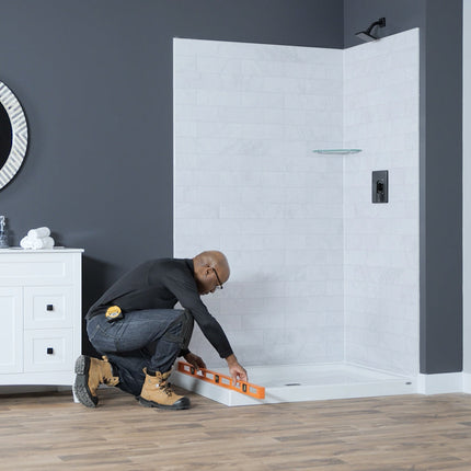 Reveal 71 56-59 x 71 ½ in. 8mm Pivot Shower Door for Alcove Installation with Clear glass in Chrome - Plumbing Market