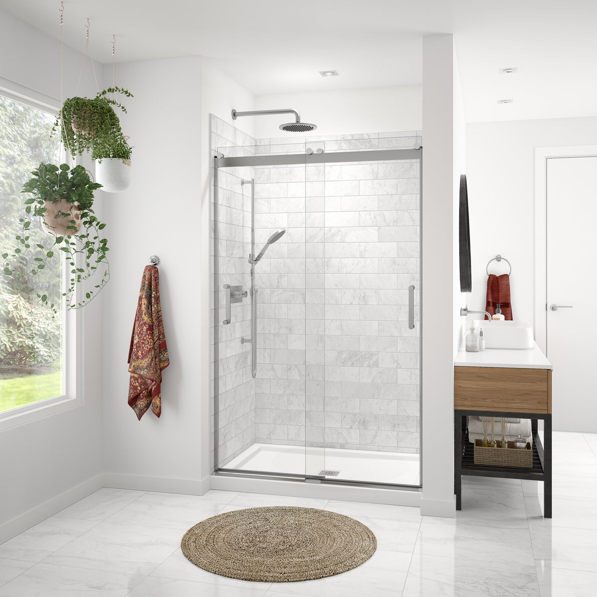 Maax Revelation Round 44-47 in x 70 1/2-73 in 6 mm Bypass Shower Door for Alcove Installation