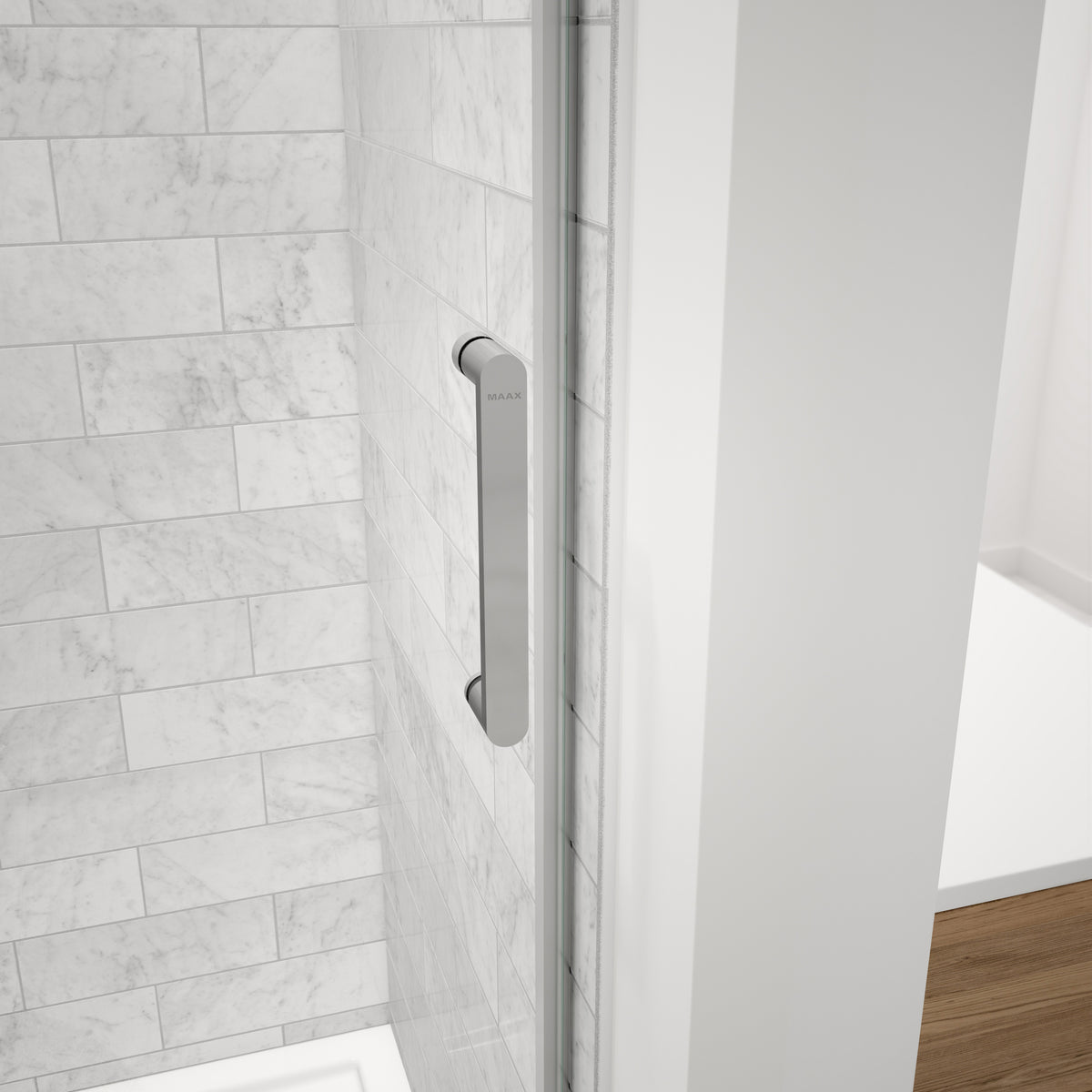 Maax Revelation Round 44-47 in x 70 1/2-73 in 6 mm Bypass Shower Door for Alcove Installation - image 4