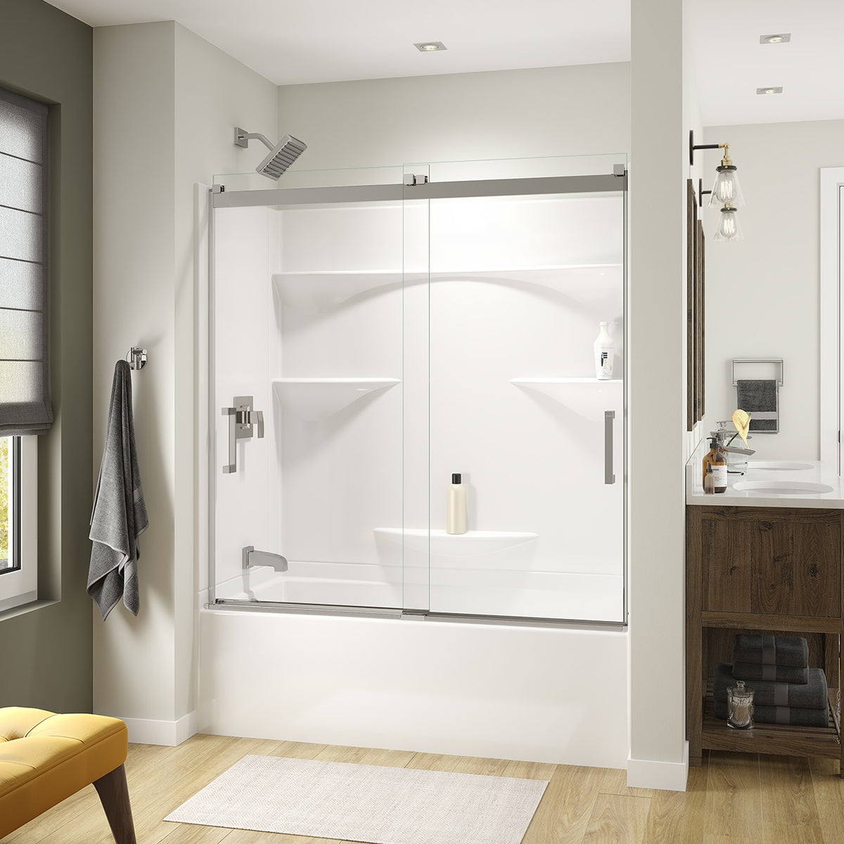 Maax Revelation Square 56-59 x 56 ¾-59 ¼ in 8mm Bypass Tub Door for Alcove Installation