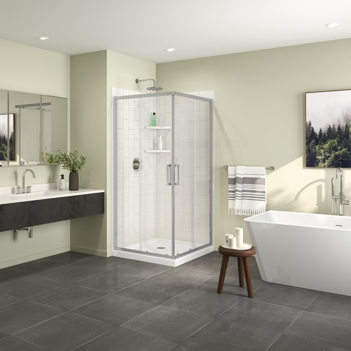 Maax Roka 3636 Acrylic Corner Shower Base with Corner Drain