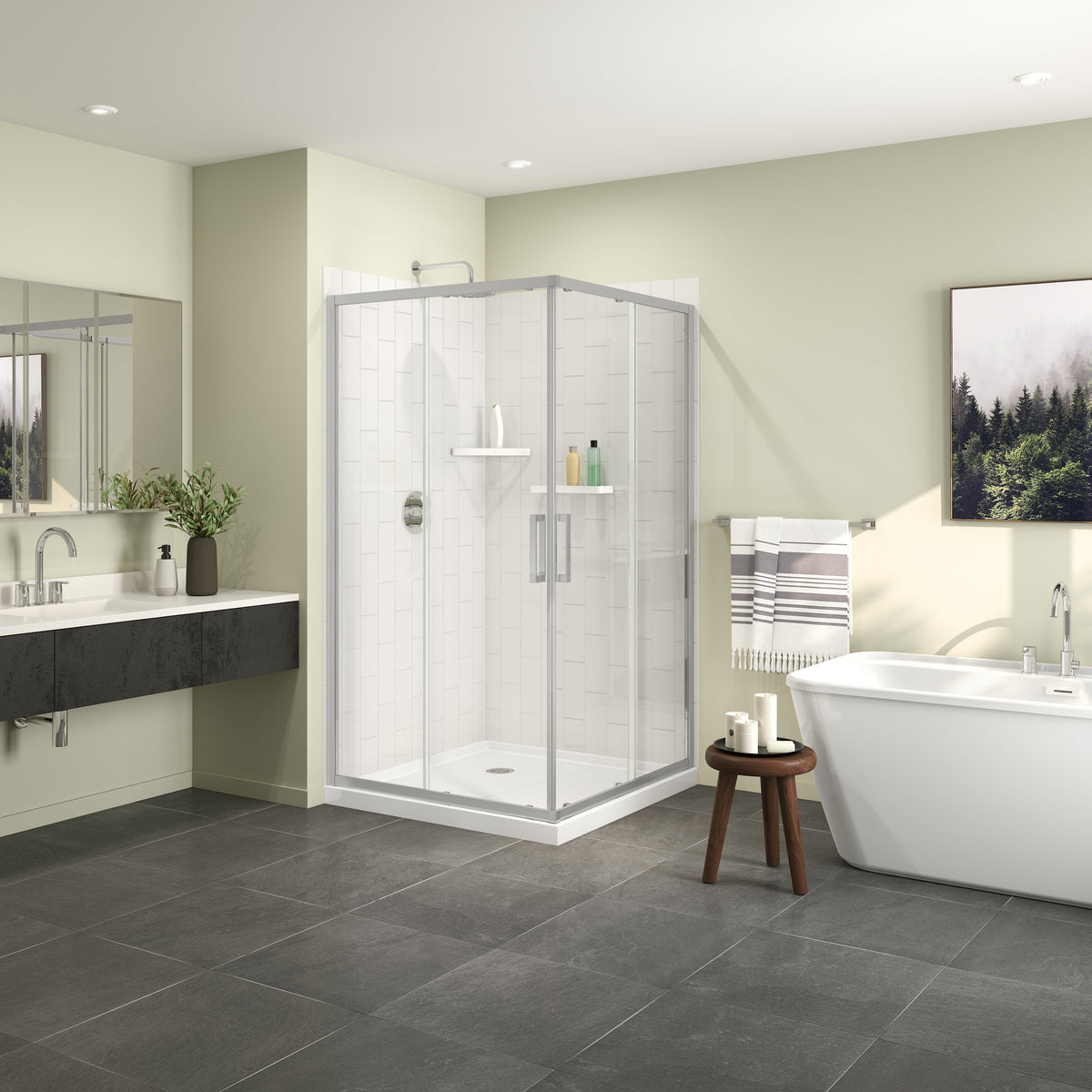 Maax Roka 4242 Acrylic Corner Shower Base with Corner Drain