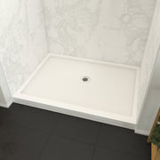 Maax Roka 4832 Acrylic Alcove Shower Base In White with Center Drain