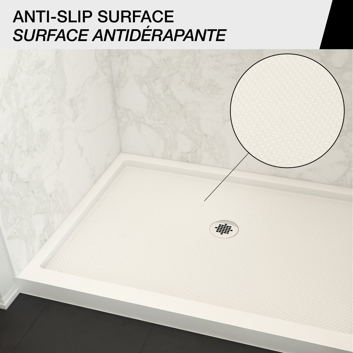Maax Roka 4832 Acrylic Alcove Shower Base In White with Center Drain - image 5
