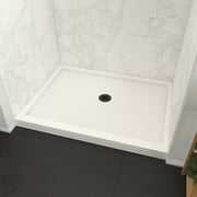 Maax Roka 4836 Acrylic Alcove Shower Base in White with Center Drain