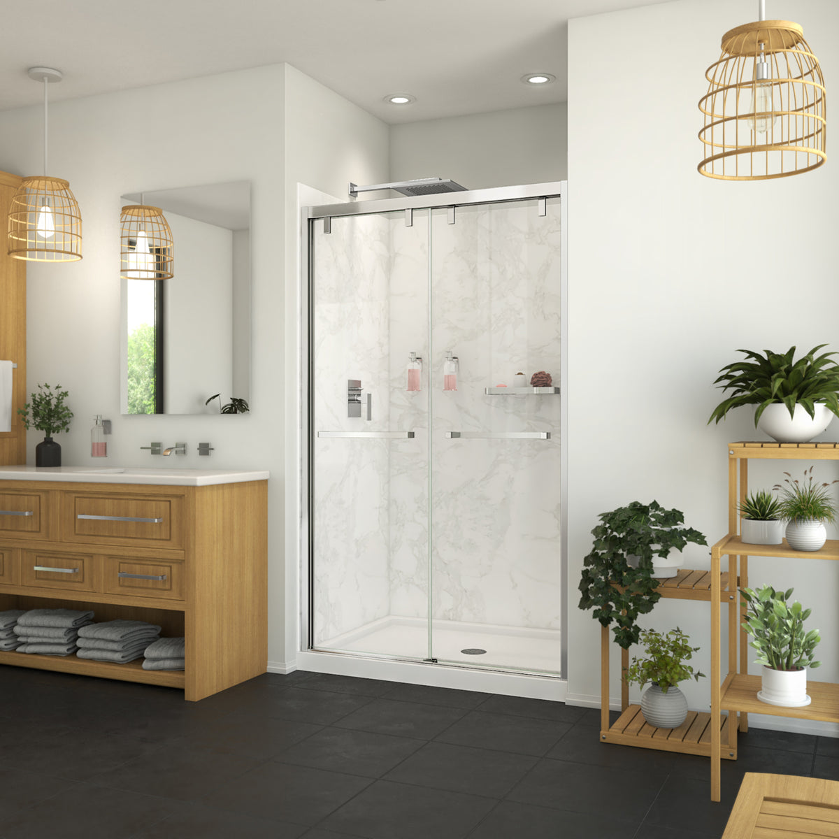 Maax Roka 4836 Acrylic Alcove Shower Base in White with Center Drain - image 3