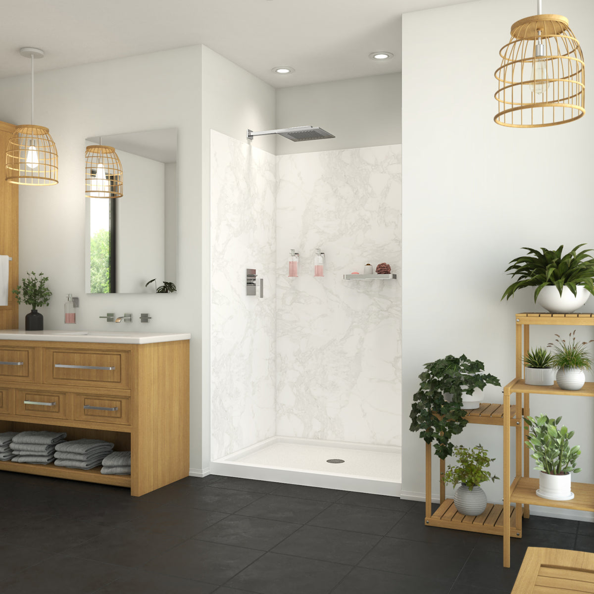 Maax Roka 4836 Acrylic Alcove Shower Base in White with Center Drain - image 4