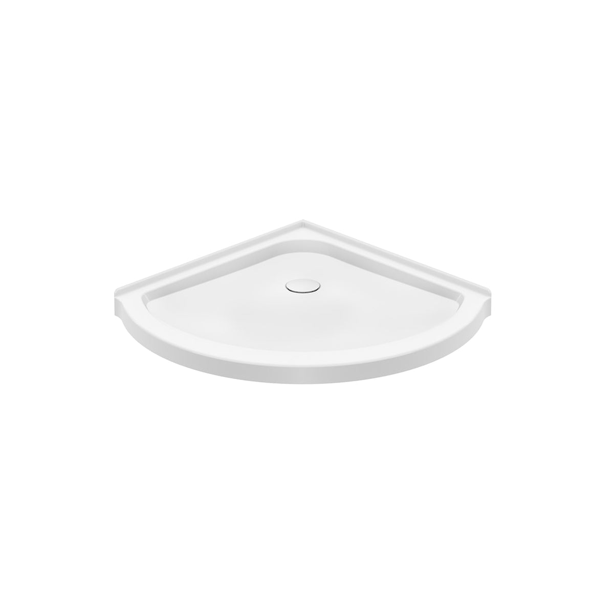 Maax Round Base 36 3 in 36 x 36 Acrylic Corner Left or Right Shower Base with Corner Drain in White