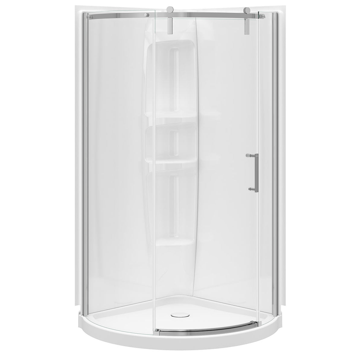 Maax Round Base 36 3 in 36 x 36 Acrylic Corner Left or Right Shower Base with Corner Drain in White - image 5