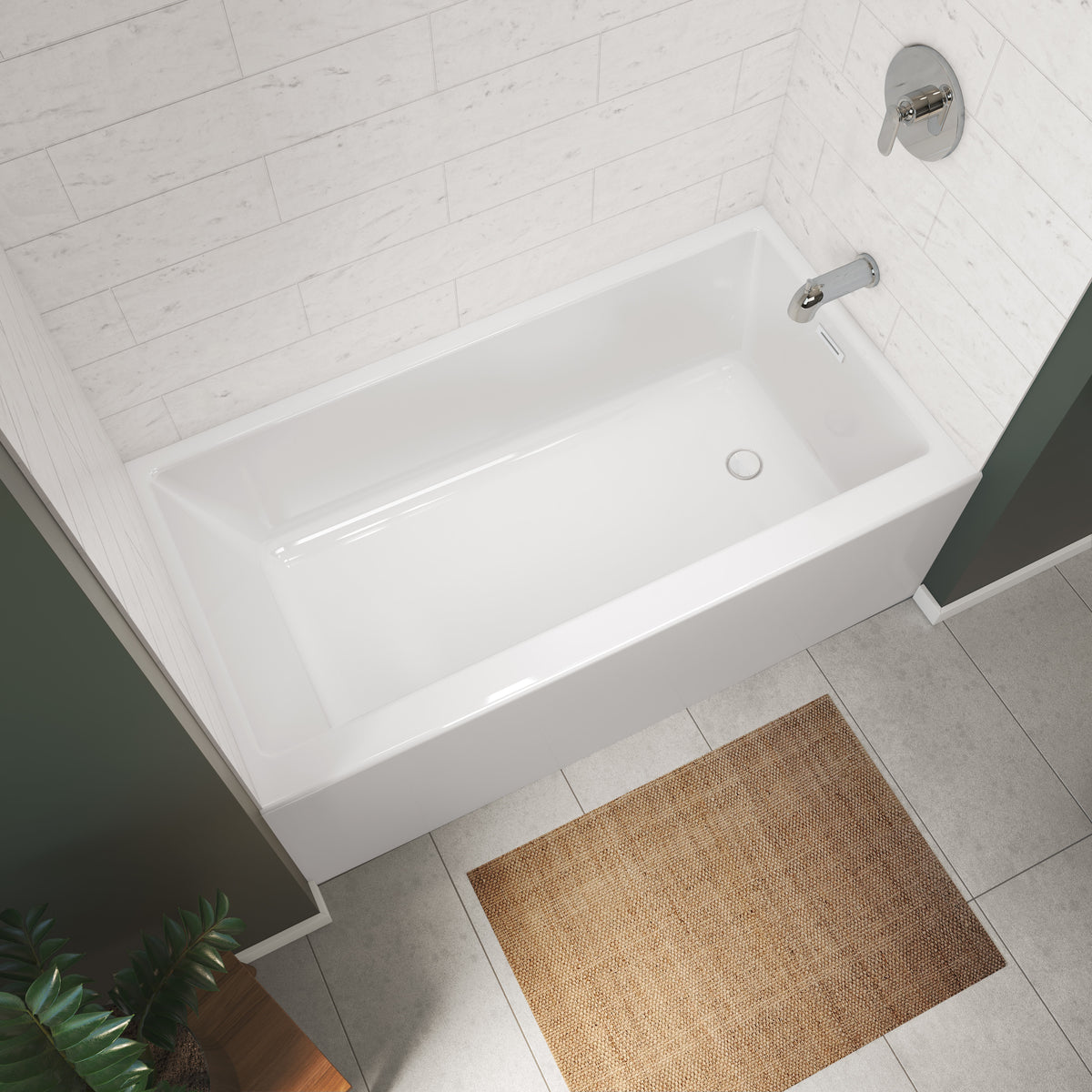 Maax Rubix 6030 AFR Acrylic Alcove Bathtub in White with Linear Overflow - image 10