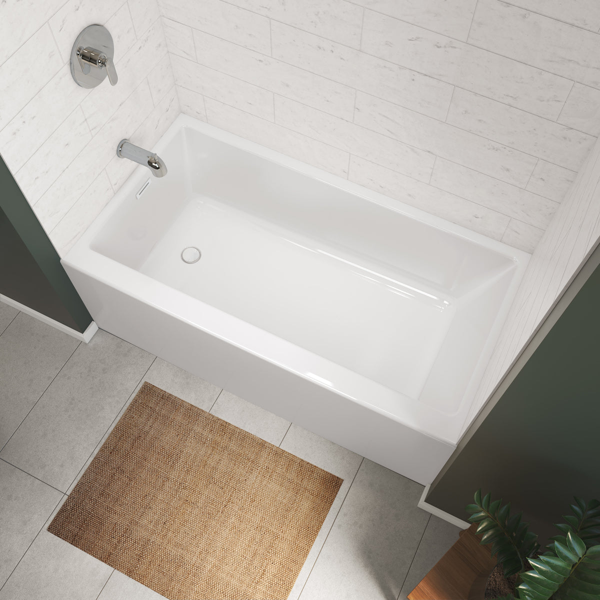 Maax Rubix 6032 AFR Acrylic Alcove Bathtub in White with Linear Overflow - image 5