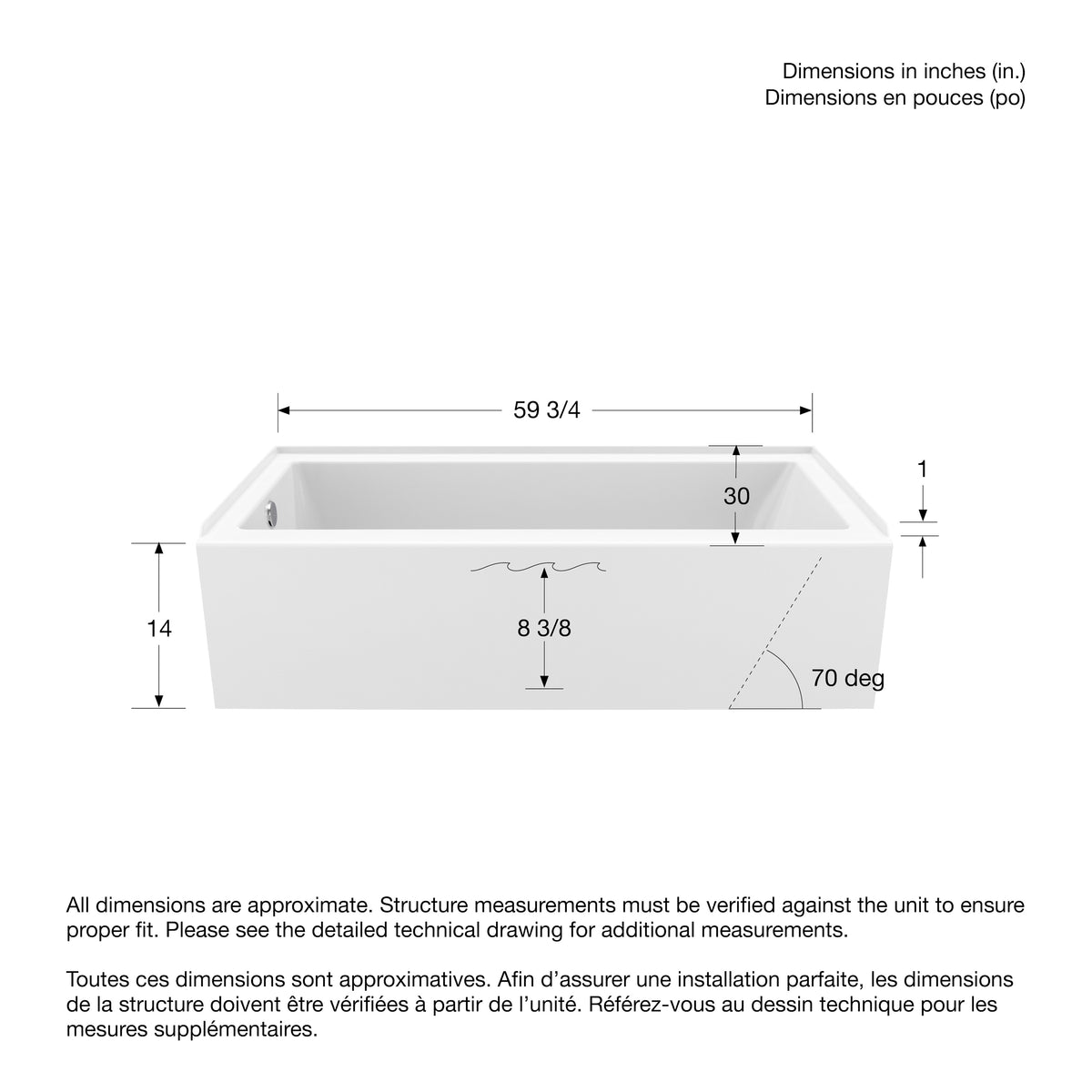 Maax Rubix Access 6030 Acrylic Alcove Bathtub in White - image 5