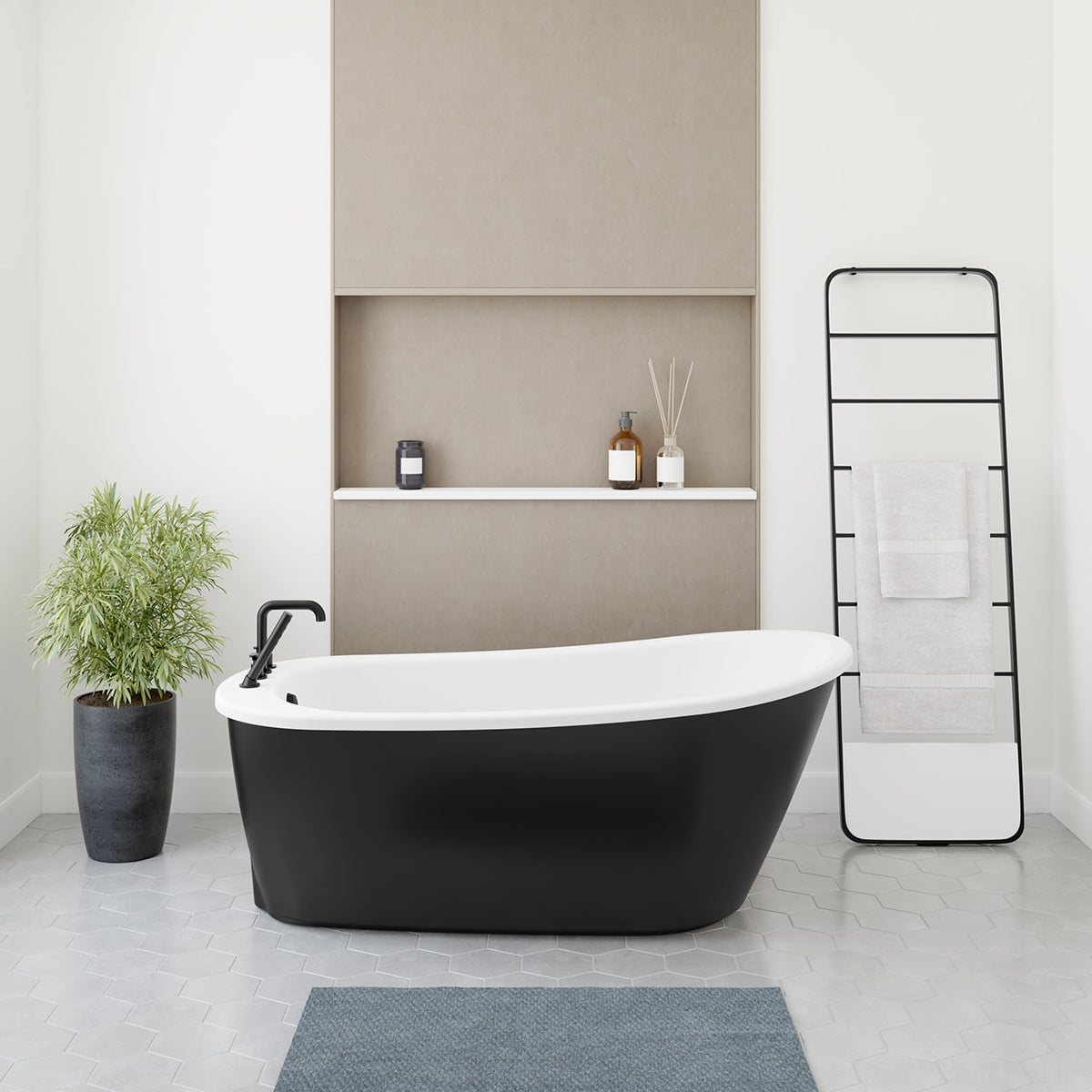 Maax Sax 6032 AcrylX Freestanding End Drain Bathtub in White with Black Skirt - image 6