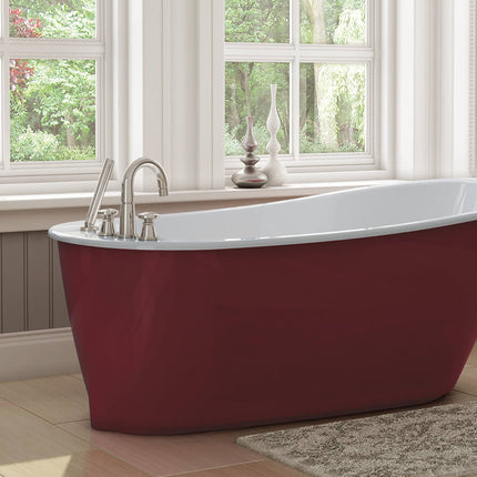 Sax 6032 AcrylX Freestanding End Drain Bathtub in White with Black Skirt - Plumbing Market